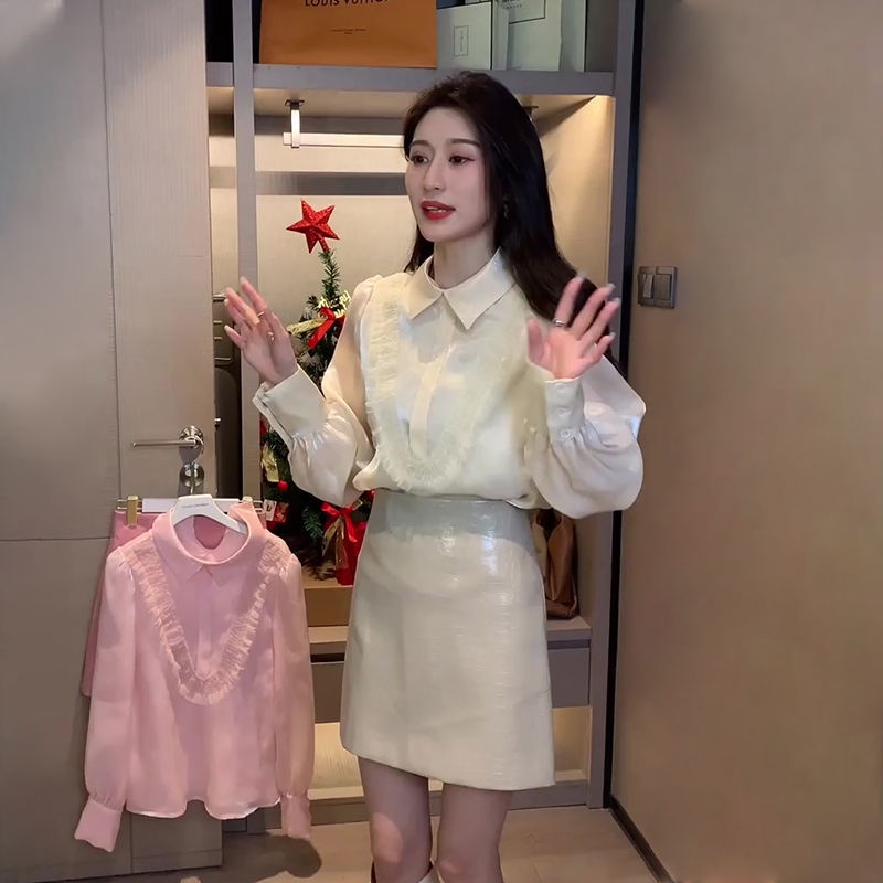 Áo sơ mi voan tơ kính tay dài siêu tiểu thư