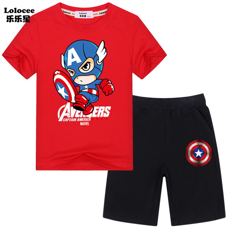 NEW Bộ Đồ Thể Thao In Hình Captain America Thời Trang Cho Bé Trai 2020