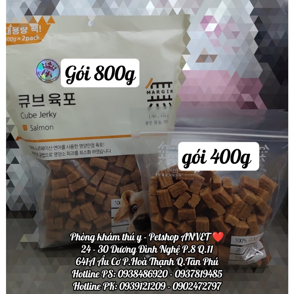 BOWWOW Cube Jerky Salmon - Snack thưởng thịt viên cá hồi viên cho chó