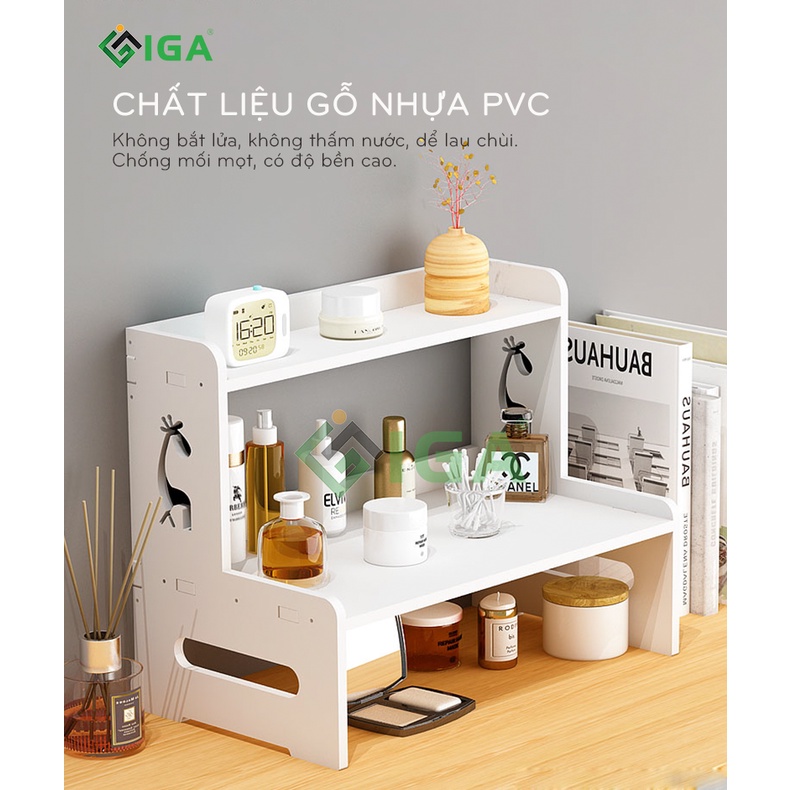 Giá kệ mỹ phẩm để bàn 2 tầng đa năng hiện đại decor văn phòng thương hiệu IGA- IG408