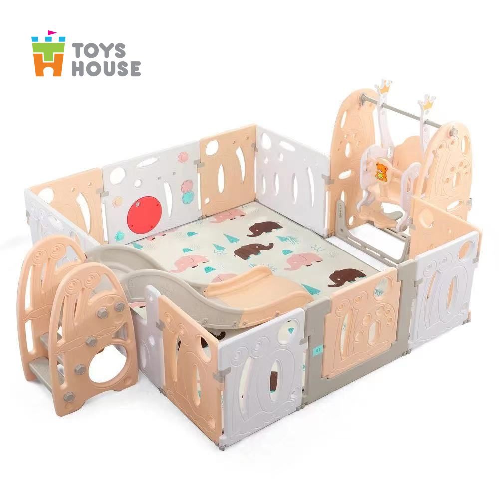 Combo Quây bóng nhà banh, cầu trượt, xích đu liên hoàn hình ốc sên Toys House 19004, đồ chơi vận động cho bé