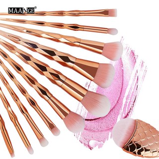 Set 11 cọ trang điểm tán kem nền, đánh mắt phấn khói & má hồng cán cắt khối kim cương