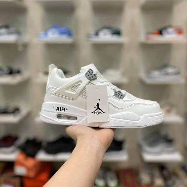 Giày jordan 4 sail trắng cao cổ, Giày thể thao jd4 hot nhất 2021 đủ size nam nữ Tặng Full Box Bill kèm bộ 3 dây