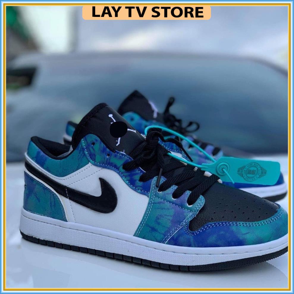 Giày thể thao Jordan cổ cao cổ thấp xanh loang nước biển, giày sneaker JD1 Tie Dye cao cổ thấp cổ nam nữ | BigBuy360 - bigbuy360.vn