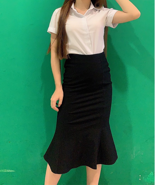 Chân Váy Đuôi Cá MOLA Dáng Dài Qua Gối Công Sở Màu Đen Hàng Thiết Kế Cao Cấp Của Shop Chuẩn Chất Liệu Và Form Dáng CV12 | BigBuy360 - bigbuy360.vn