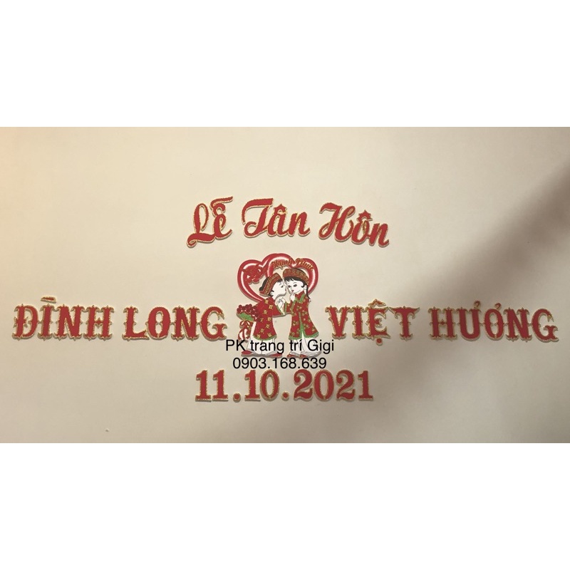 Chữ xốp nhung viền kim tuyến ghép tên theo yêu cầu