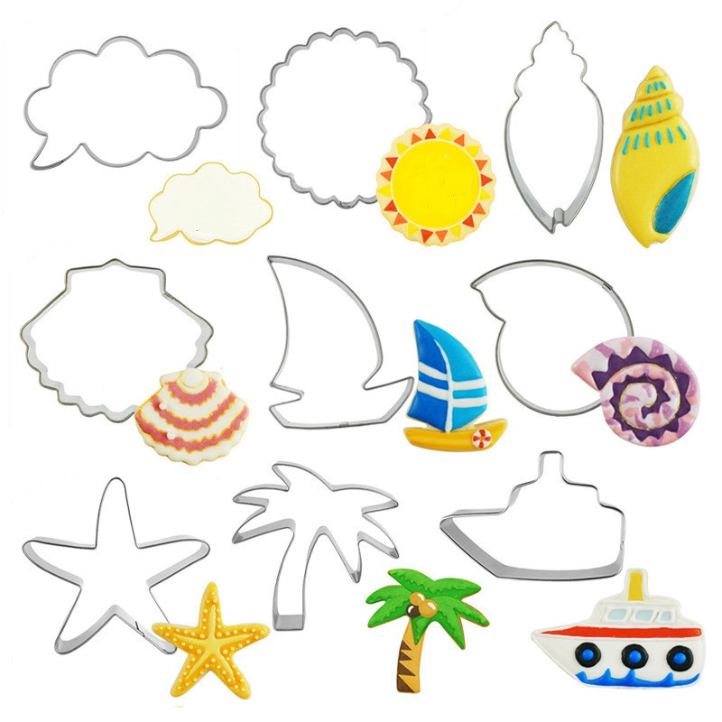 Set 9 Khuôn Cắt Bánh Quy Tạo Hình Vỏ Sò Bằng Thép Không Gỉ