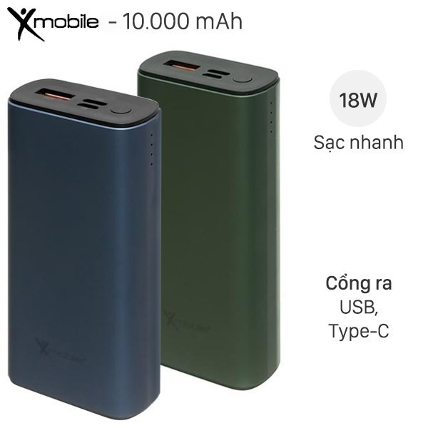 Pin sạc dự phòng Polymer 10.000mAh Type C PD QC3.0 Xmobile PowerSlim PJ JP213