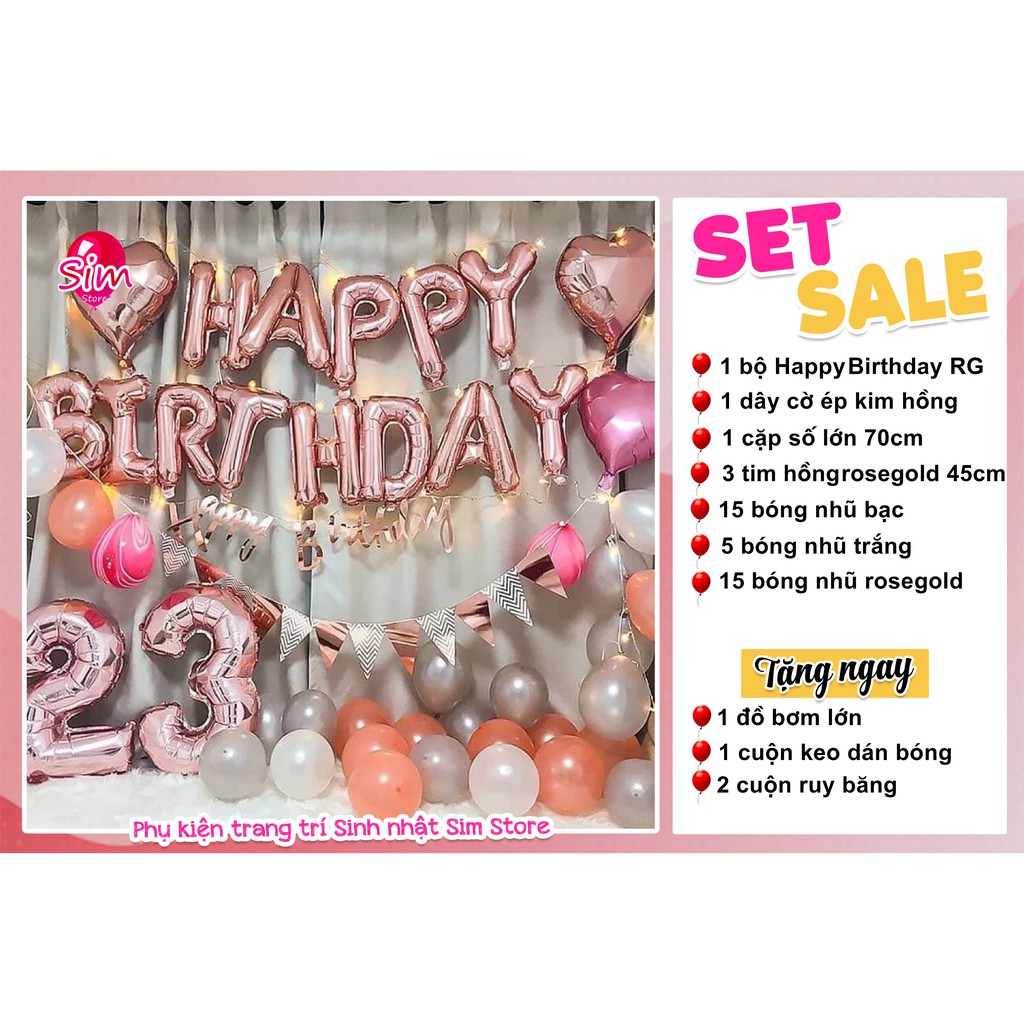 Set bóng trang trí sinh nhật Happy Birthday siêu xinh