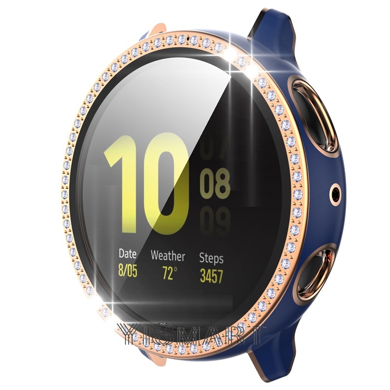 Ốp bảo vệ mặt kính cường lực + PC đính đá cho Samsung Galaxy Watch Active 2 40mm 44mm