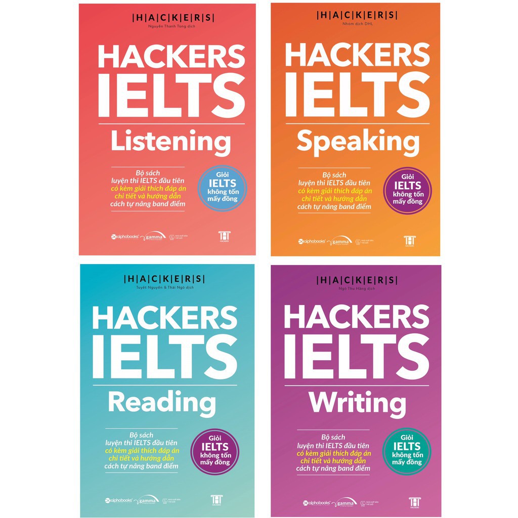 Sách- Hackers Ielts: Listening + Reading + Speaking + Writing (bộ 4 cuốn )