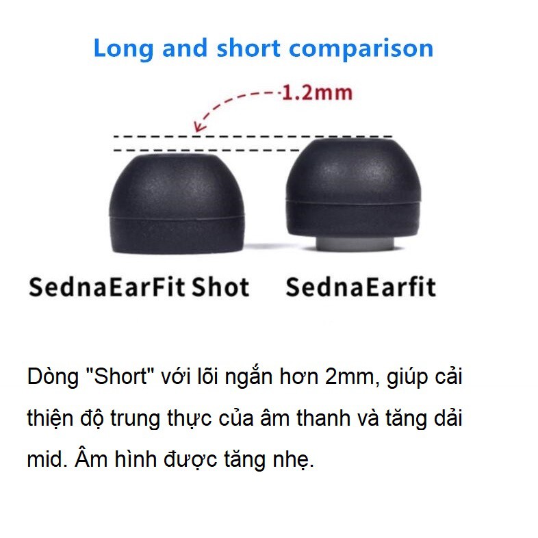 Núm tai nghe silicone Azla SednaEarfit Short và SednaEarfitLight Short tip cho tai nghe nhét tai in-ear