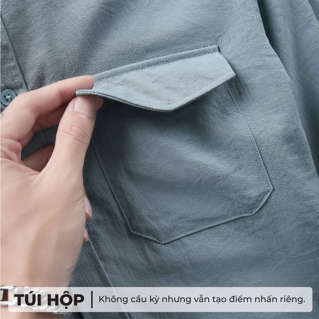 Áo sơ mi đũi POLYS Dài Tay Fullbox, vải Đũi Tơ dày dặn, co giãn, thoáng khí. Sơ mi đũi nam dài tay LINEN SHIRT