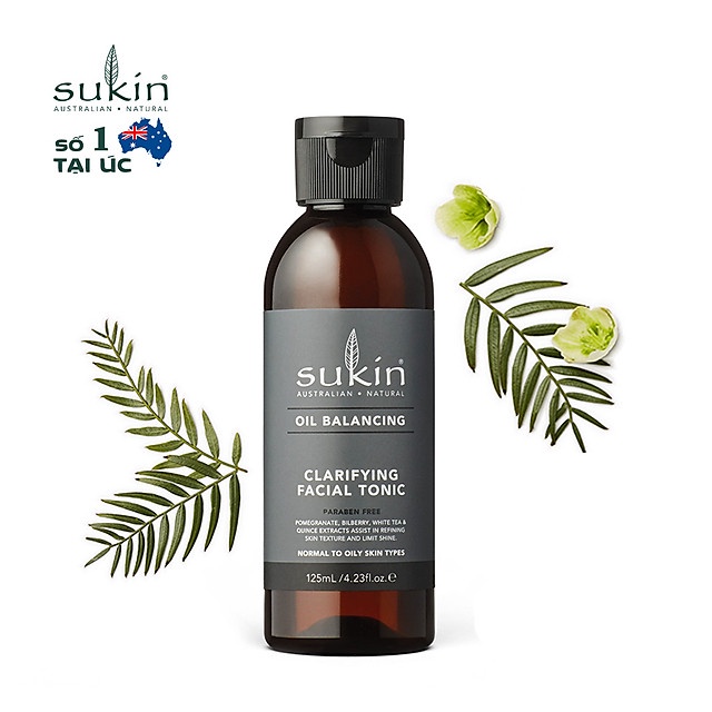 Nước hoa hồng cân bằng dầu Sukin Oil Balancing Clarifying Facial Tonic 125ml - HÀNG TỒN KHO