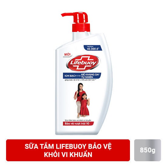 Sữa tắm Lifebuoy Bảo vệ khỏi vi khuẩn 850g (Tùy chọn quà hộp bút)