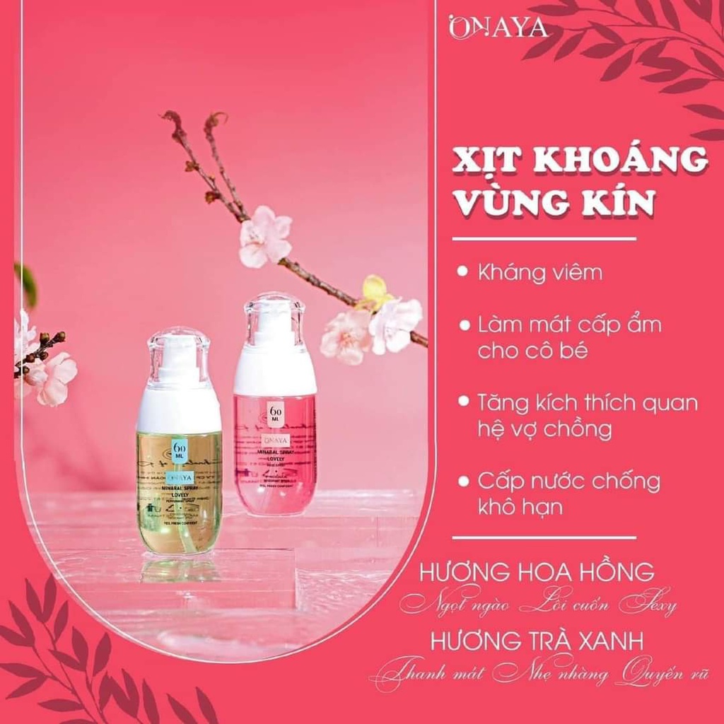 XỊT KHOÁNG VÙNG KÍN ONAYA XANH HỒNG 60ML