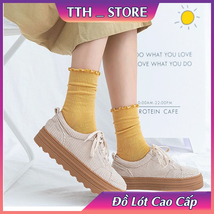 Tất nữ cổ cao bèo nhún cute phong cách hàn quốc nhiều màu sắc DD010