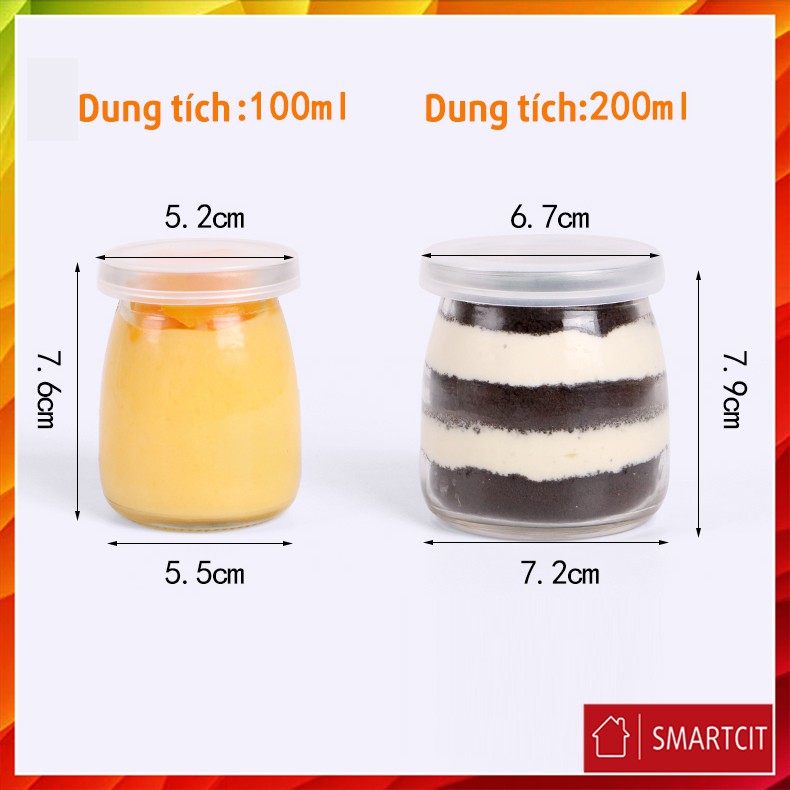 Hũ thủy tinh [RẺ VÔ ĐỊCH] Hũ thủy tinh trong (không hình) 100ml làm sữa chua . Bả - SMARTCIT T3S1