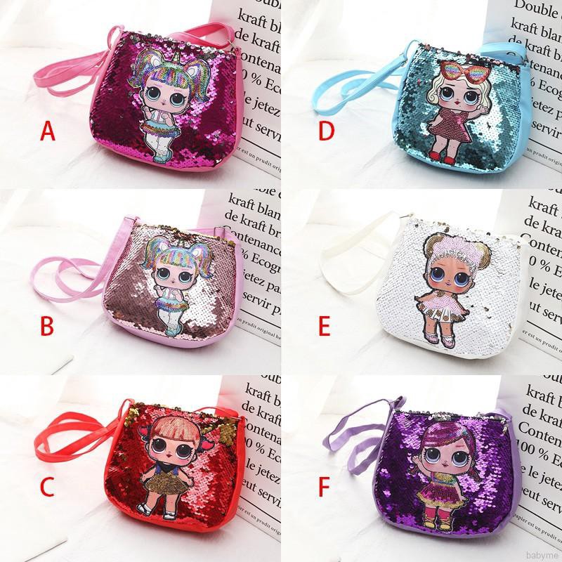 Babyme Children Cute Sequins Cartoon Print Cross-body Handbag Fashion Girls Shoulder Messenger Bag