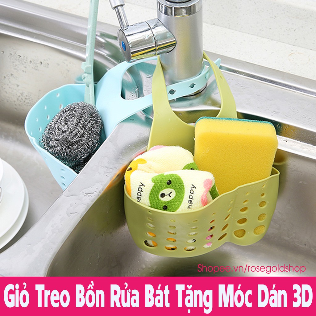 Giỏ Treo Bồn Rửa Bát Tặng Móc Dán 3D- Giỏ Treo Rửa Chén Tiện Dụng