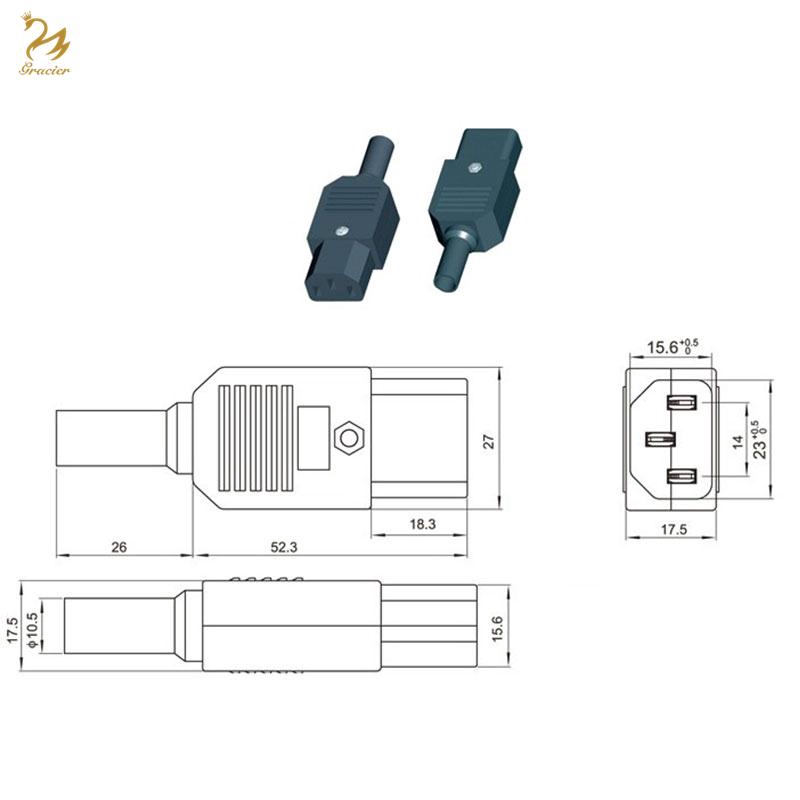 Ổ cắm dây nguồn cho phụ kiện cáp cắm 250V 10A chuyên dụng cao cấp độc đáo 1500KW 8 * 2.3 * 2cm | BigBuy360 - bigbuy360.vn