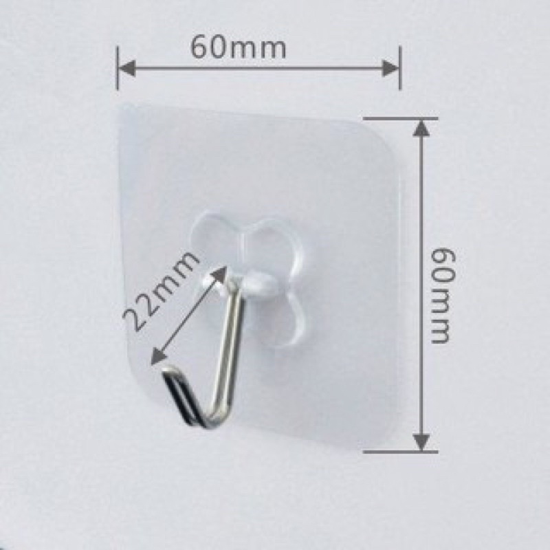 Một Móc Dán Tường Trong Suốt Chịu Lực Tốt Keo Siêu Dính Chắc Chắn 6* 6cm