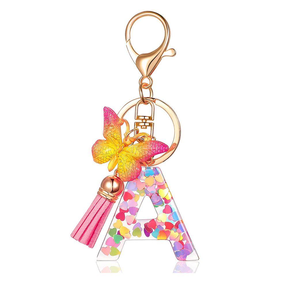Móc Chìa Khóa Acrylic In Chữ Tiếng Anh / Bướm Phối Tua Rua Thời Trang Cho Nữ