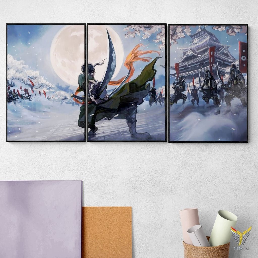 Combo 3 tranh treo tường, tranh decor chủ đề Onepiece độc quyền TITAN360, kích thước 20x30 1 tấm, Mẫu 4