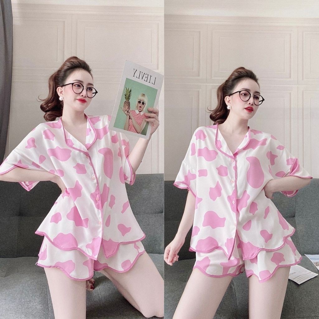 Đồ ngủ bò sữa, Đồ ngủ sexy lụa Satin cao cấp mềm mại xinh xắn Bigsize 75Kg | BigBuy360 - bigbuy360.vn