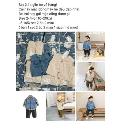 BÁN SỈ - COMBO 2 ÁO BÒ GILE XANH BE CHO BÉ TRAI BT163