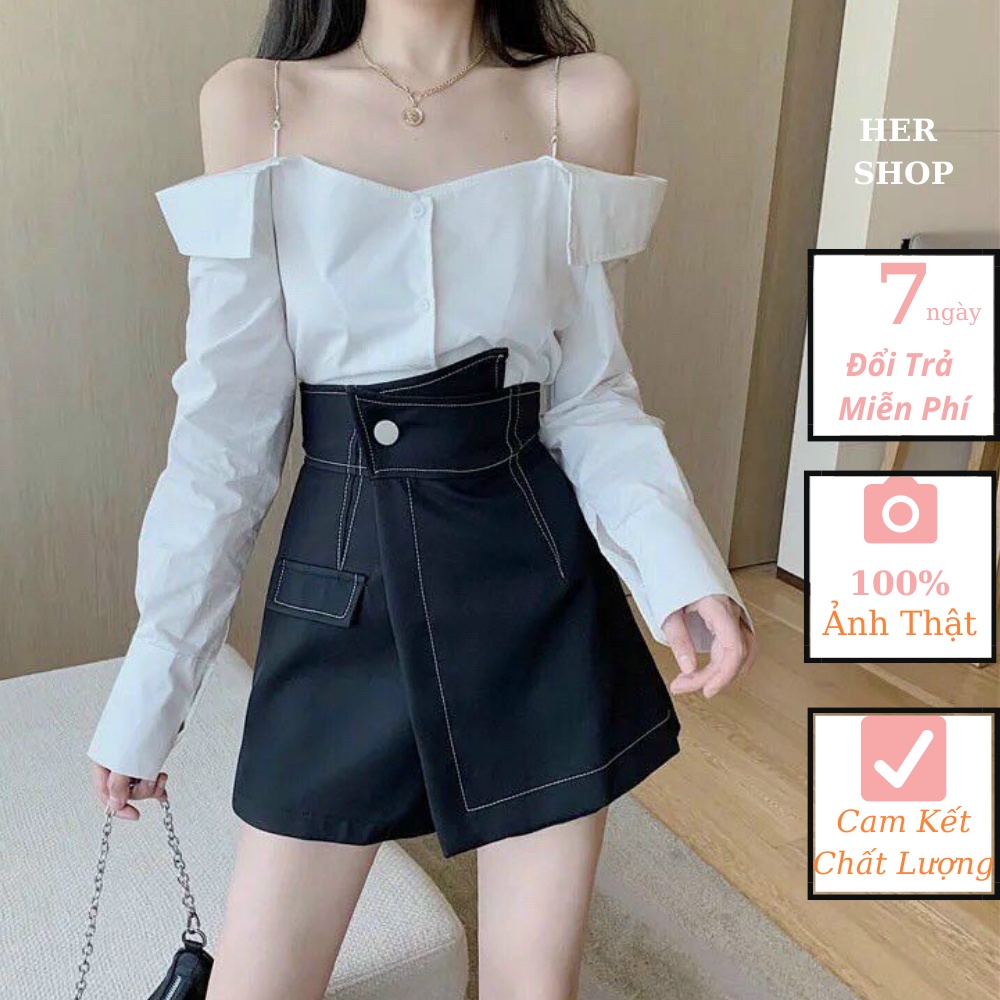 Chân Váy Lưng Cao HER SHOP Chữ A Ngắn, Chân Váy Xẻ Tà Phong Cách Năng Động Qv02 | BigBuy360 - bigbuy360.vn