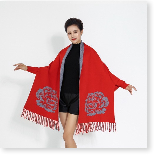 Áo len nữ đẹp, Áo khoác len nữ dáng khăn cao cấp, Khăn len nữ chất len dày mềm mịn 13
