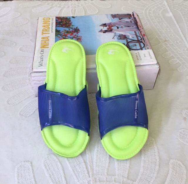 Dép Quai Ngang Nam Nữ Unisex Nền Màu Lá Đế PVC Siêu Nhẹ Chống Trượt Size 36-40 - Hàng Việt Nam - Lucky Girl shop