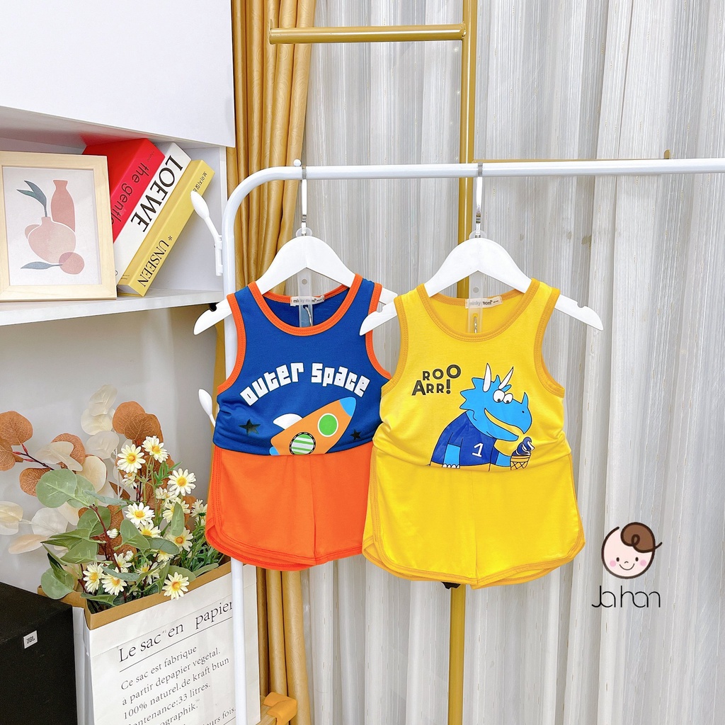 Bộ quần áo ba lỗ Minky Mom khủng long Tiền Sử cho bé trai bé gái chất thun lạnh cao cấp siêu mềm siêu mịn