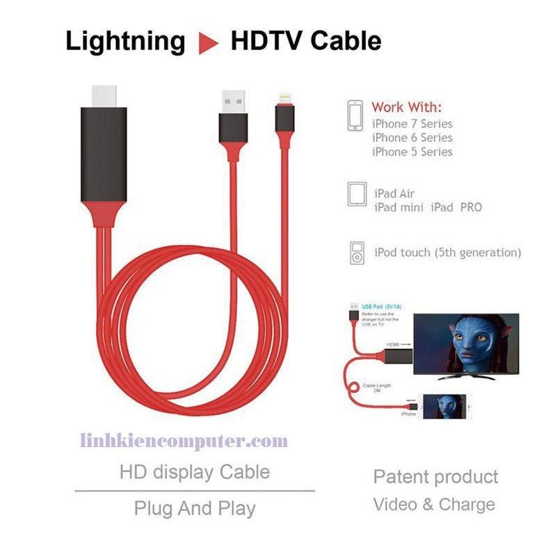 Cáp chuyển tín hiệu Lightning To HDMI - Siêu xịn - Kết nối sang tivi, TV, máy chiếu HDMI