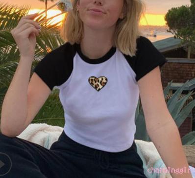 Áo Thun Nữ Ngắn Tay Họa Tiết Da Báo Thời Trang