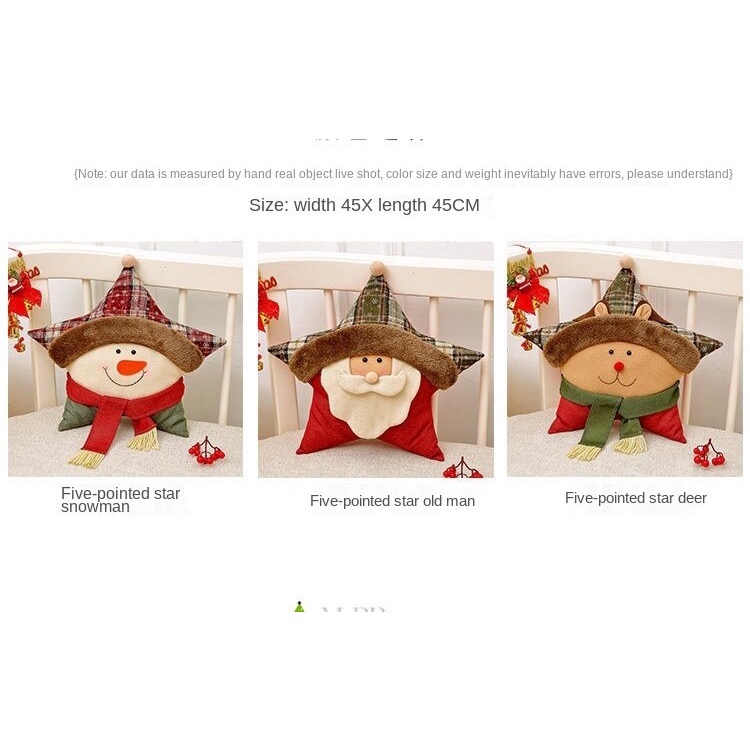 Gối hình người tuyết/ ông già noel/ ngôi sao năm cánh sáng tạo dùng làm quà tặng giáng sinh