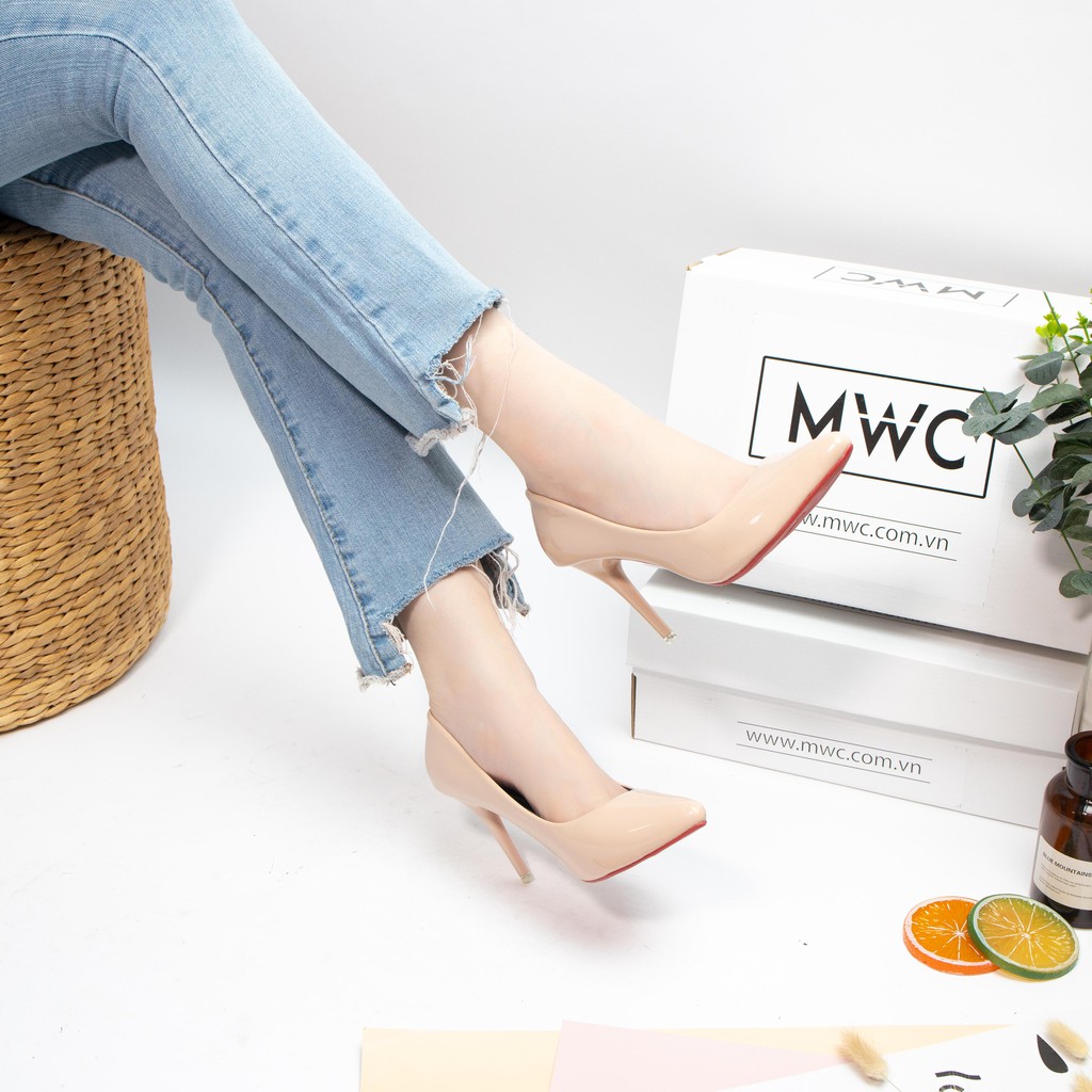 Giày Cao Gót MWC Đế Nhọn 7CM Bít Mũi Da Bóng NUCG-3807