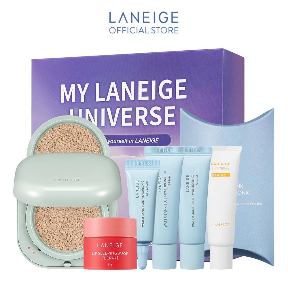 Bộ Sản Phẩm Phấn Nước Che Phủ Mịn Lì 24H NEO Cushion Matte 15gx2/bộ Và Quà Tặng Laneige