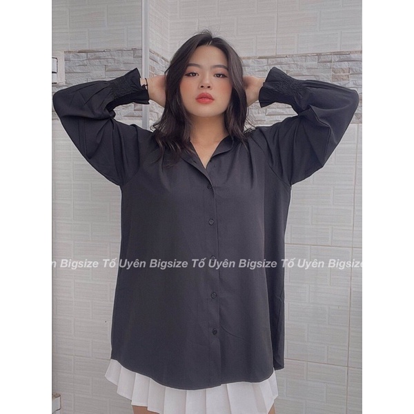 (T.U Bigsize 50-85kg) Áo Sơmi Tay Bo Chun Dáng Dài Loại 1