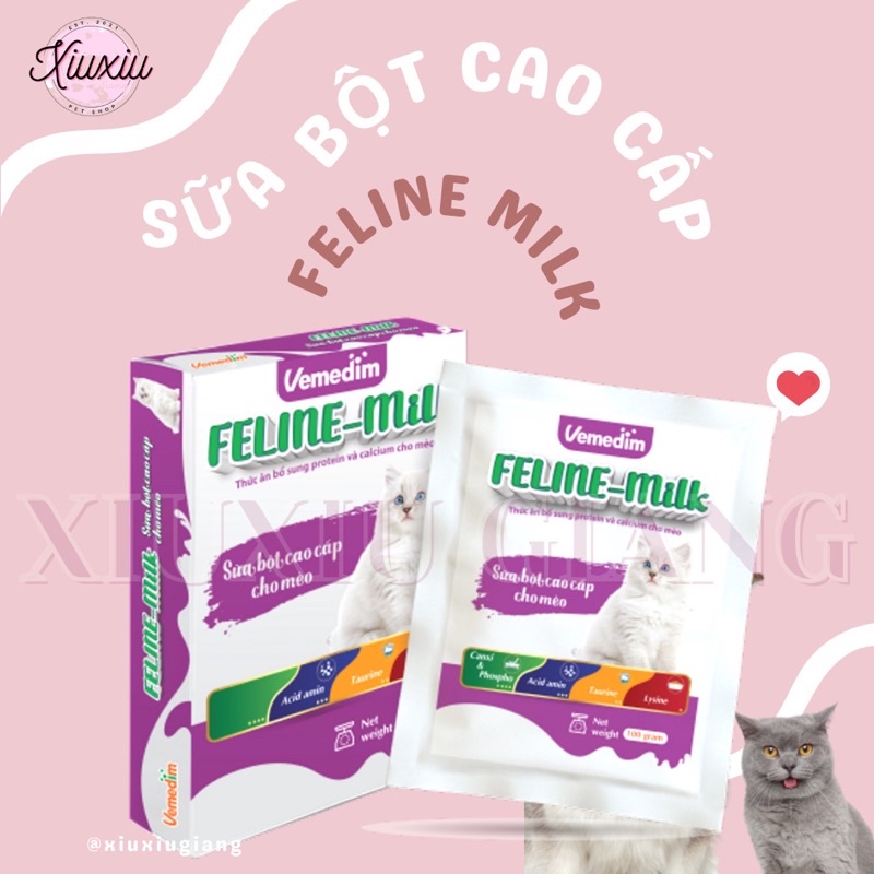 Sữa Bột Cao Cấp Cho Mèo Feline Milk Bổ Sung Protein Và Calcium 100gr - Xiuxiu Giang