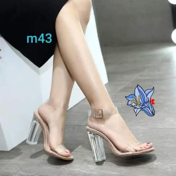✾ giày cao gót nữ big size 33 đến 44 cao 9 phân quai ngang trong ✾