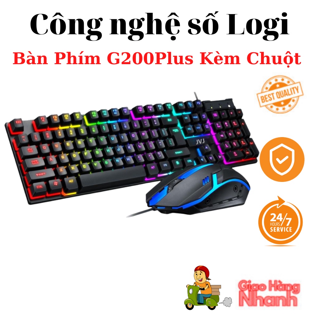 Bộ Bàn Phím Kèm Chuột Gaming G200 Plus JVJ Có Dây, LED Nhiều Màu Phong Cách Hiện Đại, Ấn Tượng - BH 6 Tháng