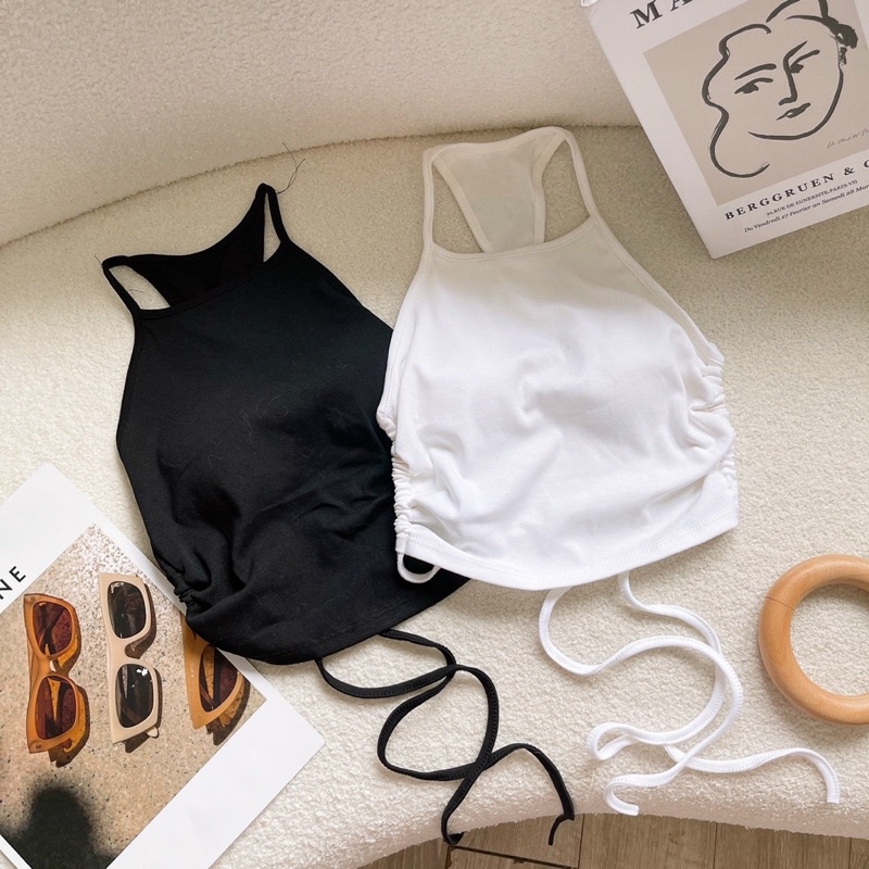 Có mút ngực Áo croptop yếm tam giác hở lưng siêu sexy Hình thật