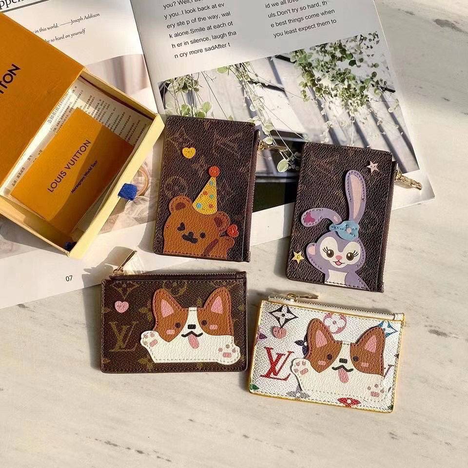 Ví da ngắn đựng thẻ lv có khóa kéo thích hợp cho nữ