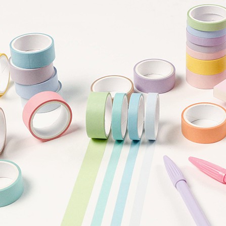 Bộ 12 cuộn băng keo dán Washi Tape Basic Pure Color