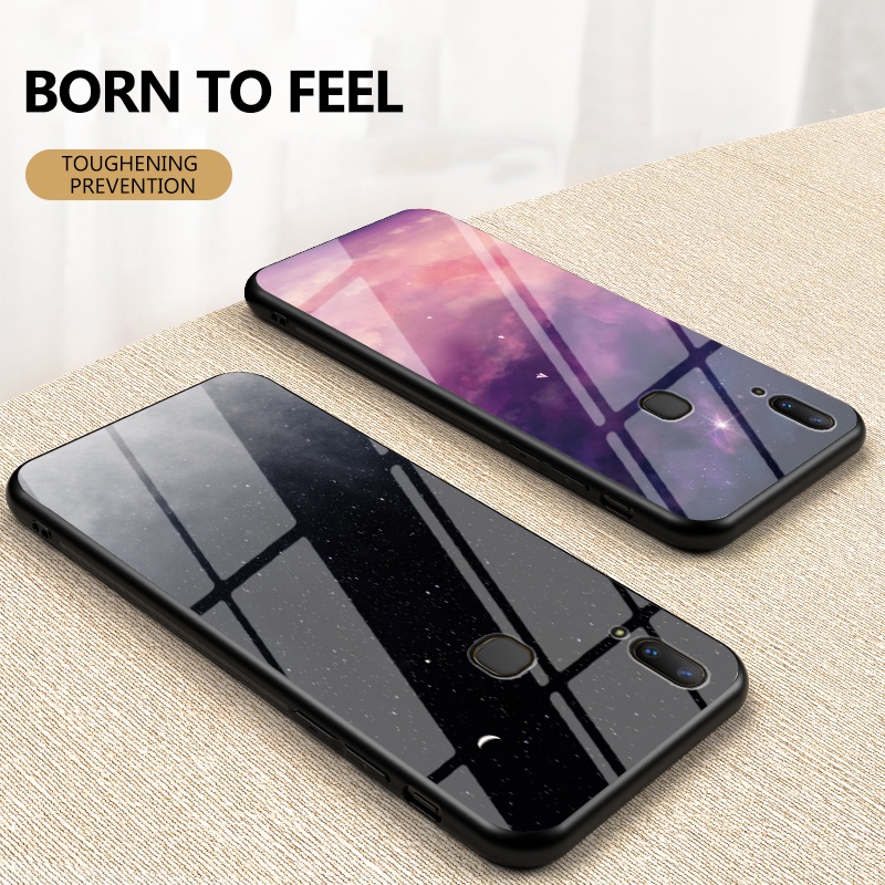 Vỏ thiết kế bầu trời đầy sao VIVO 1723 1726 Ốp Điện Thoại Mặt Kính Cường Lực Họa Tiết Bầu Trời Đầy Sao Cho For VIVO1723 VIVO1726