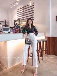 Set áo sơ mi dài quần suông