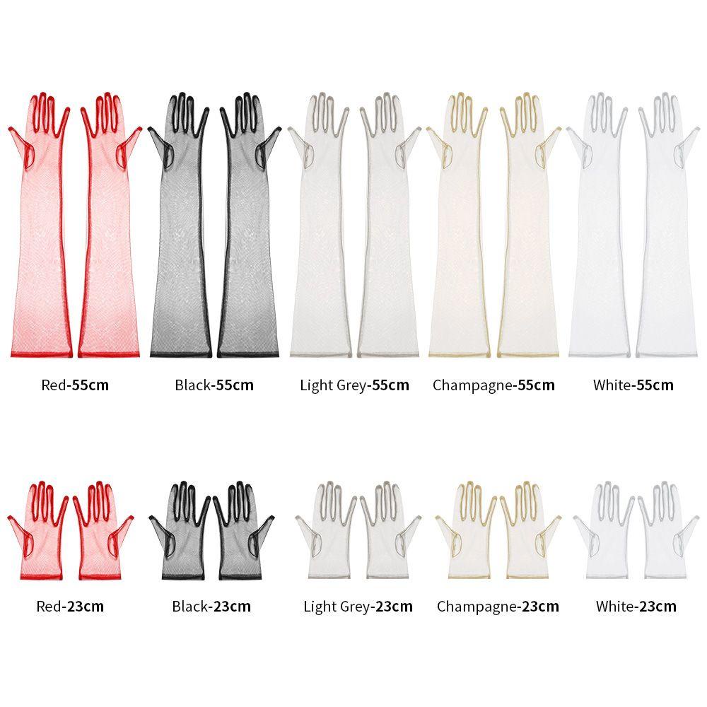 LUOL 1 Pair Tulle Gloves Long Finger Clothing Accessories Ultra Thin Bridal Gown Mittens