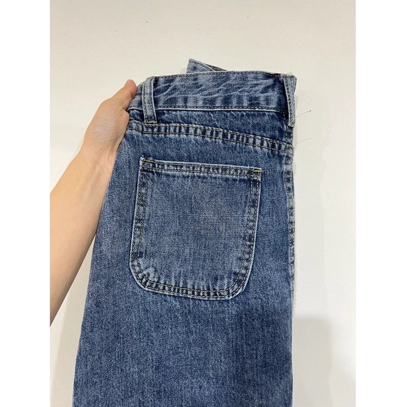 Chân váy jean Lưng Cao Dáng Chữ A Phong Cách Retro Thời Trang Cho Nữ
